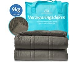 Ella Verzwaringsdeken 9 kg - Fluweel & Sherpa Zwaartedeken OEKO-TEX - Weighted Blanket 135 x 200cm - Verzwaarde Deken - Grijs