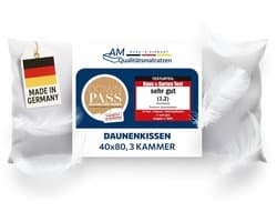 DormiGood - Premium donskussen 40 x 80 cm 100% natuurlijk - 3 compartimenten hoofdkussen 80x80 1080g extra zacht - Hoogwaardig inlegwerk van katoen