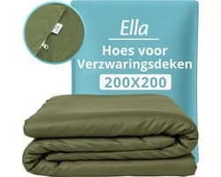 Hoes voor de verzwaringsdeken van Ella 200 x 200 CM - 11 KG & 13 KG - Overtrek Hoes van 100% biologisch katoen - Olijf Groen