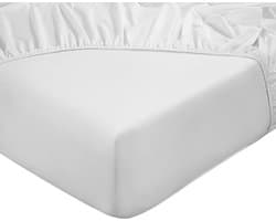 DoubleDry Hoeslaken 100% Natuurlijk Katoen - Tweepersoons 140x200 cm - Zacht & Ademend - Rondom Elastiek - Wit