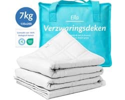 Ella Verzwaringsdeken 7 kg - OEKO-TEX Katoen Zwaartedeken 135 x 200 cm - Weighted Blanket - Verzwaarde Deken - Wit