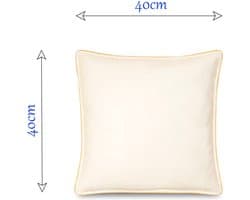 Ganzendons Kussen – 40x40cmcm – 0.4kg Dons Vulling – 100% Katoenen Tijk - Satijnen Bies – Kleur Crème – Medium Stevig