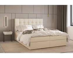 Boxspring Bed 05 - Luxe en Comfort - Inclusief Topmatras - Verkrijgbaar in Meerdere Maten - Boxspringbed 05 (Beige - Hugo 01, 180x200 cm)
