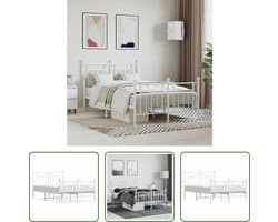 vidaXL Klassiek Bedframe - Robuust Bed Frame - Bedframe met hoofd- en voeteneinde metaal wit 120x200 cm - Metalen Bedframe - Staal Bedframe - Witte Bedframe