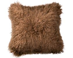 Van Buren - Tibetaans schapenvacht kussen - Caramel 45x45cm - 100% echt schapenvacht
