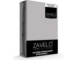 Zavelo Hoeslaken Katoen Strijkvrij Licht Grijs - Lits-jumeaux (180x200 cm) - Hoogwaardige Kwaliteit - Rondom Elastisch - Perfecte Pasvorm