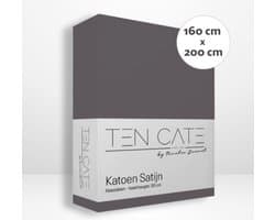 Ten Cate Hoeslaken - Hoeslaken 160x200 - Katoensatijn - Hoeslakens - Geschikt voor boxspring en matras - Hoekhoogte 35cm - Elastiek Rondom - Strijkvrij - Antraciet