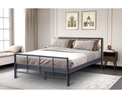 Interiax Lucas Bed - Metaal Donkergrijs - 160x200 cm - Inclusief Lattenbodem