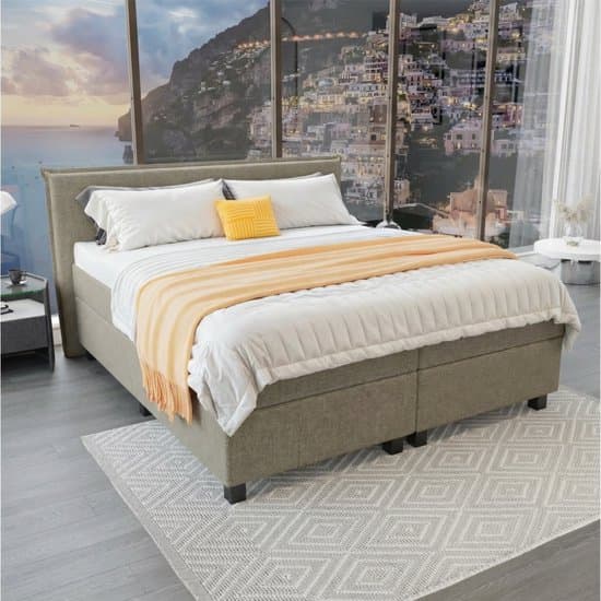 Mörgenn Boxspring Capri - Pocketvering Boxen en matrassen - Luxe 12cm topper - Taupe - 160x200 cm - Inclusief Dekbed en Kussens