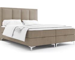 Meuba Home - Jersey Boxspring - Taupe - 160x200 - Stof - Met topper 8cm