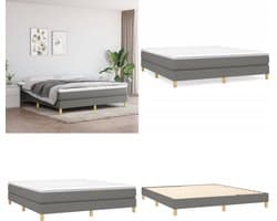 vidaXL - Boxspring - bed - stof - donkergrijs - 160x200 - cm