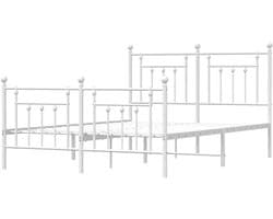 Metalen Bedframe - Ledikant Tweepersoons - Slaapkamer Inrichten - Robuuste Stalen Constructie - 140x200 cm - Wit