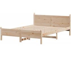 Houten Bedframe - Ledikant Tweepersoons - Slaapkamer Inrichten - Massief Grenenhout Frame - 160 x 200 cm - Naturel