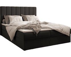 InspireME Boxspring Bed 01 - Bed - Comfortabel topmatras - Met hoofdeindeTot 300KG - Opbergruimte - 160x200 Trinity 16 - Zwart