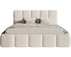 Selsey - Cloudy - Gestoffeerd bed met opbergruimte - 180x200 cm - lichtbeige