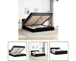 vidaXL Boxspring Bed - Ottoman Bed - Ottoman bed met matras 180x200cm stof zwart - Slaapcomfort - Opbergbed - Tweepersoonsbed