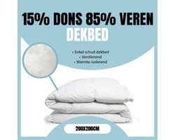Eleganzzz Enkel Schud Dekbed 15% Dons 85% Veren - Enkel Dekbed 200x200cm - Veren Dekbed - Donzen Dekbed - Donsdeken 200x200 - Tweepersoons - Dekbedden