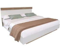 Merax Zwevend Kingsize Tweepersoonsbed 180x200 cm – Massief Hout – Eiken Sonoma Bruin met Wit – Bed Inclusief Lattenbodem