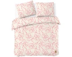 Dindi Home Dekbedovertrek Pink Party - 240x220 - 100% katoen - Off White / Roze