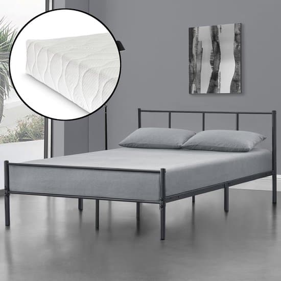 Metalen bedframe Hercules met matras 120x200 cm donkergrijs