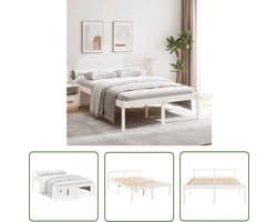 The Living Store Seniorenbed massief grenenhout wit 120x200 cm - Houten Bed - Seniors Bed - Bed Frame - Modern Bed - Bed Met Lade