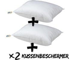 Bafra Hoofdkussen - Hoofdkussen Set van 2 - + gratis 2x KussenBeschermer | 60x70 cm - Hotelkwaliteit Hoofdkussens - Geschikt voor rug-, zij- en buikslapers - Katoenen Tijk