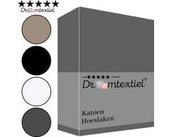 Droomtextiel Luxe Hoeslaken Glad Katoen Antraciet Twijfelaar 120x200 cm - Hoogwaardige Kwaliteit - 100% Katoen