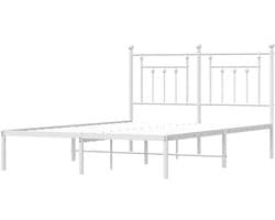 Metalen Bedframe - Ledikant Tweepersoons - Slaapkamer Meubel - Robuuste Constructie - 140x200 cm - Wit