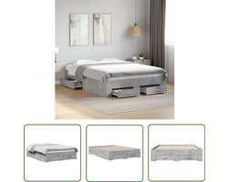 vidaXL Bed Frame - Slaapkamers - Bedframe met lades bewerkt hout betongrijs 120x200 cm - Houten Bed - Tweepersoonsbed - Boxspring Bed