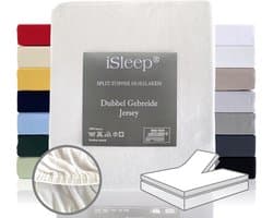 Split Topper Hoeslaken Dubbel Jersey Katoen Wit 180x200/210 cm - Geschikt voor Matras Toppers