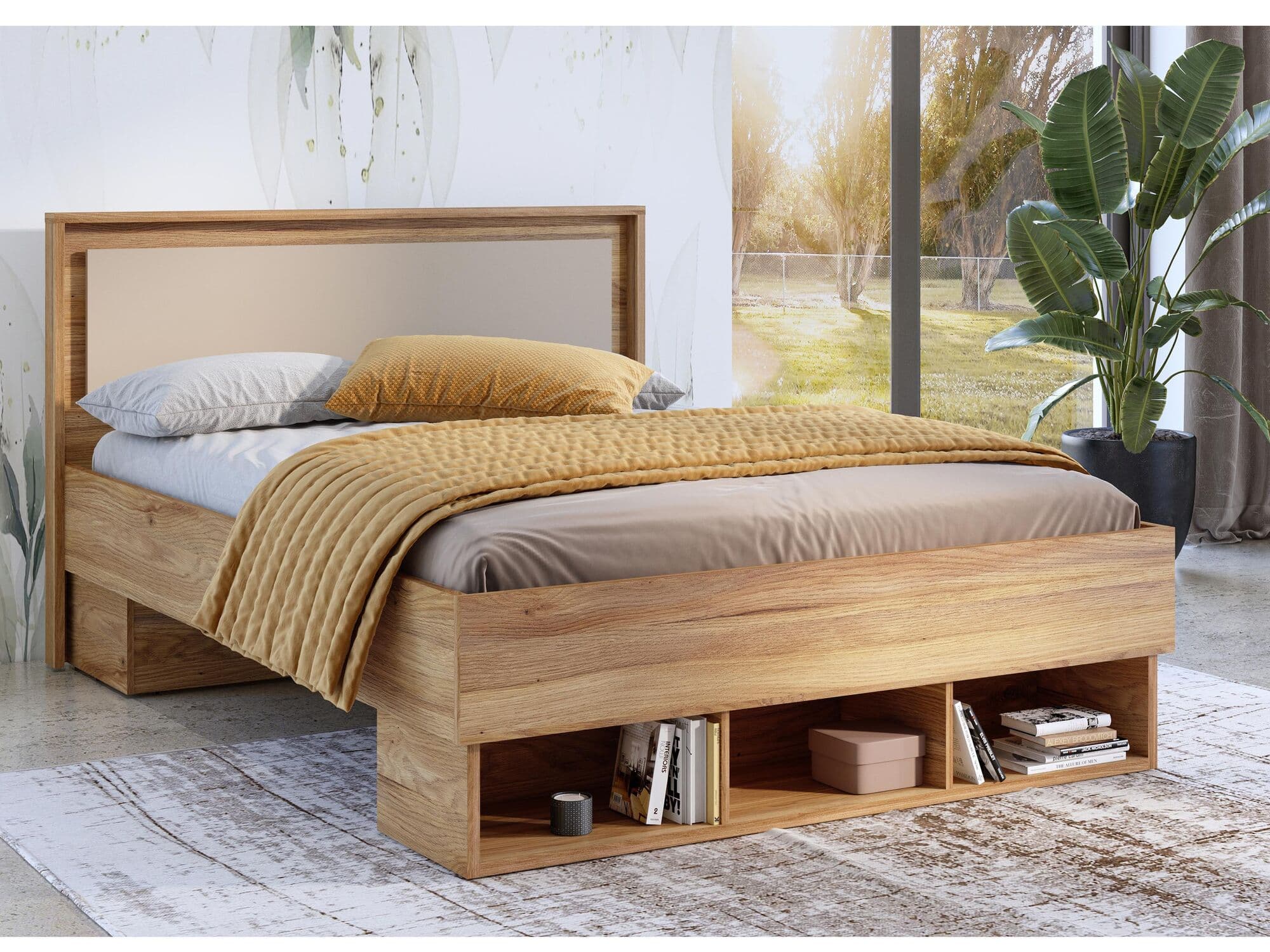 Bed IMPALUNA 140x200 cm mauvella eik