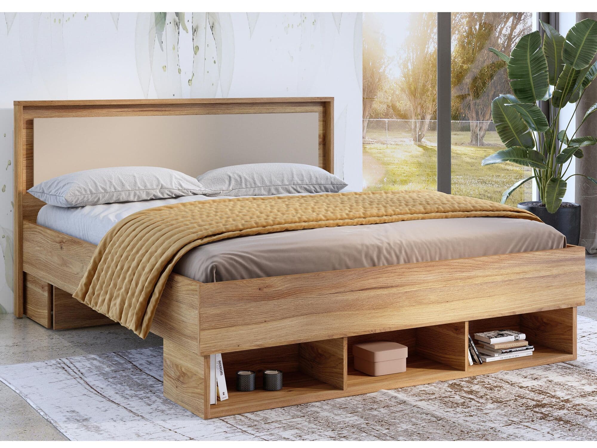 Bed IMPALUNA 160x200 cm mauvella eik