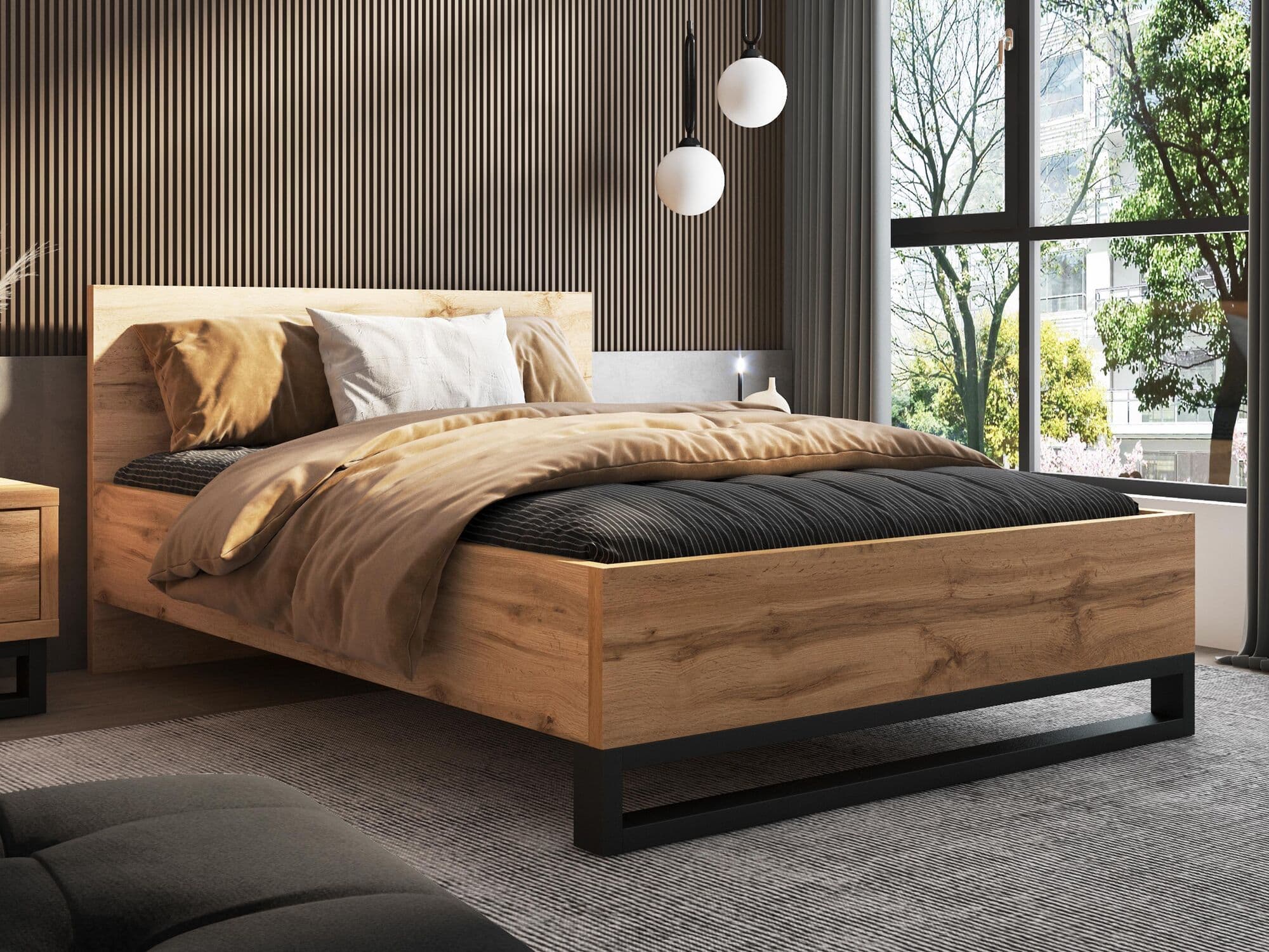 Bed HAMETTE 140x200 cm wotan eik