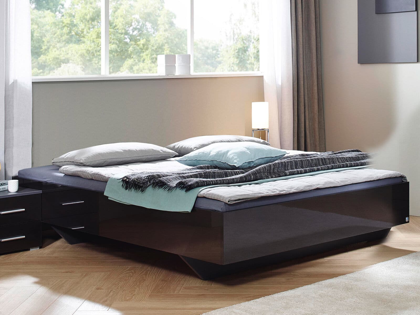 Bed IXANA 140x200 cm hoogglans grijs