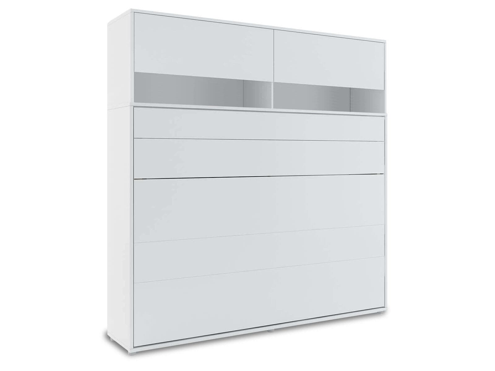 Opklapbed CONCEPTION PRO 140x200 cm mat wit (horizontaal) met opzetkast