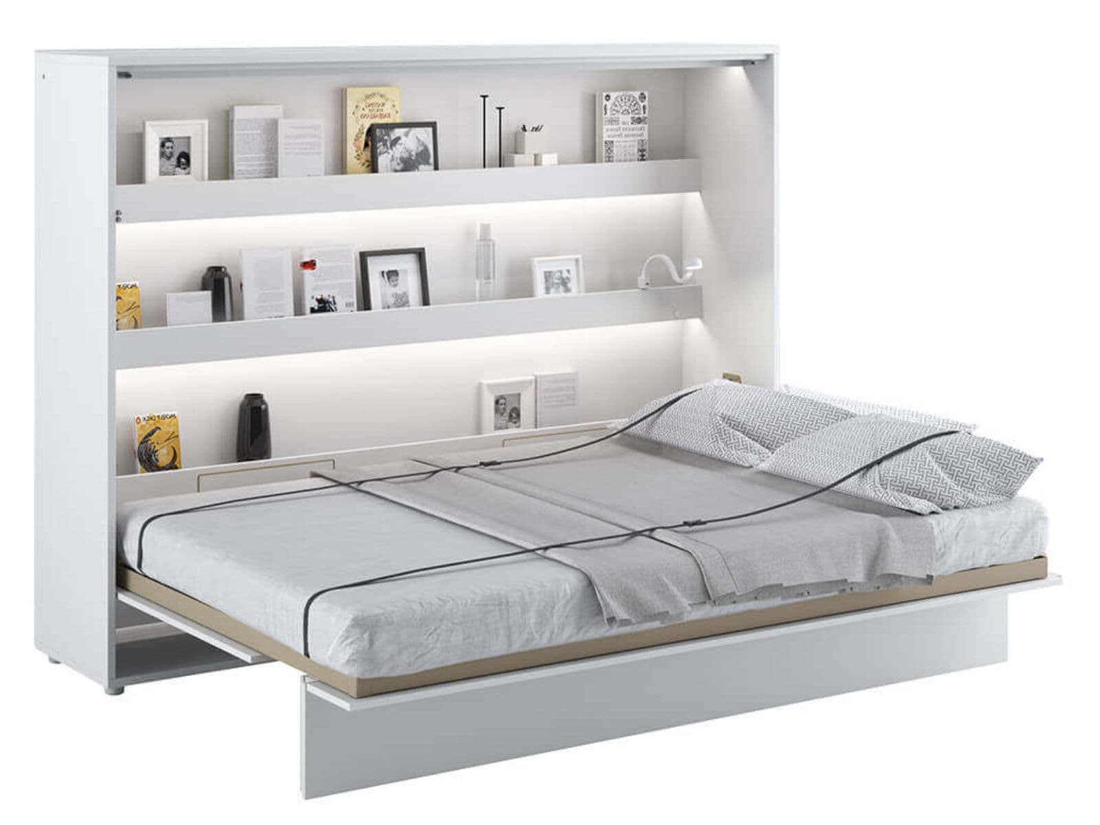 Opklapbed CONCEPTION PRO 140x200 cm wit/glanzend wit (horizontaal)