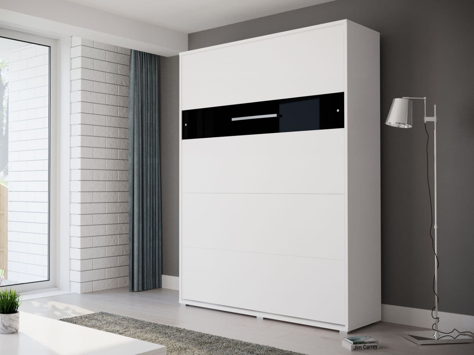 Opklapbed HOUDI 160x200 cm wit/zwart