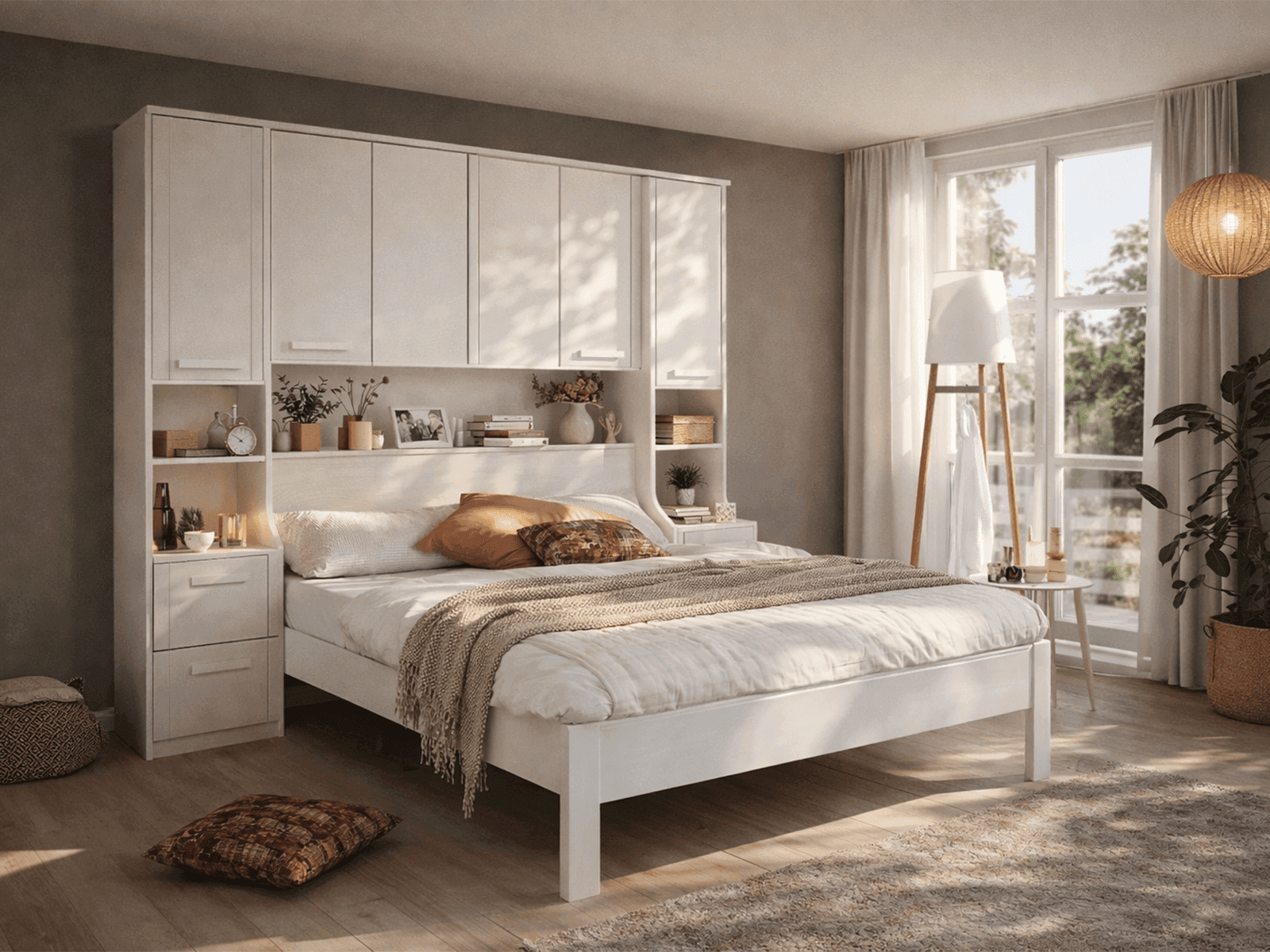 Bed en brugkast RIGA 140x200 cm wit