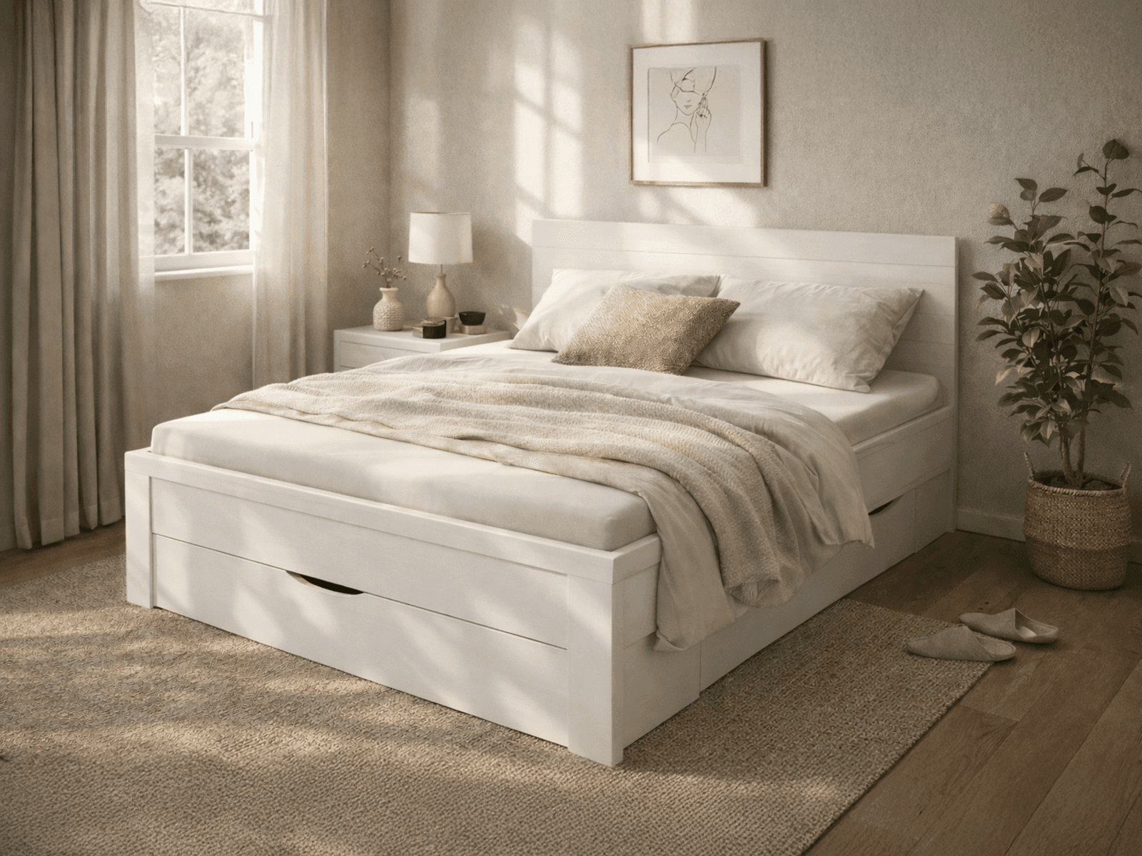 Bed RIGA 160x200 cm wit met lades
