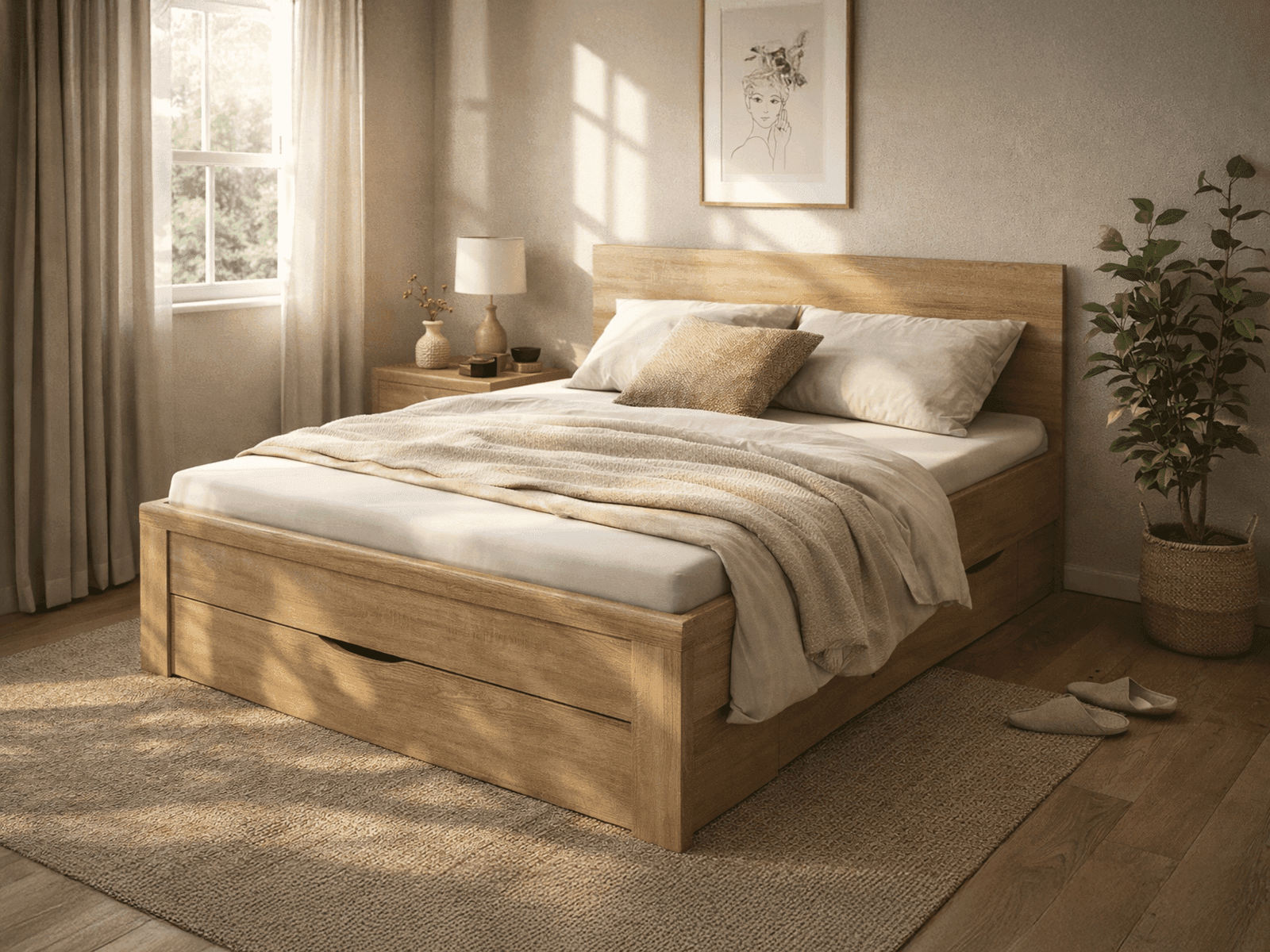 Bed RIGA 140x200 cm sonoma met lades