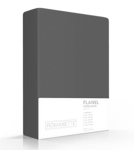 Romanette Romanette flanel hoeslaken Antraciet 160x200