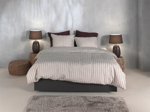 Zo! Home Zohome Righe di Percalle Dekbedovertrek 200x200/220 Light Taupe