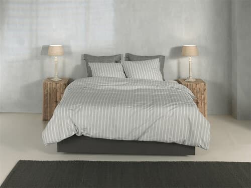 Zo! Home Zohome Righe di Percalle Dekbedovertrek 240x200/220 Northern Grey