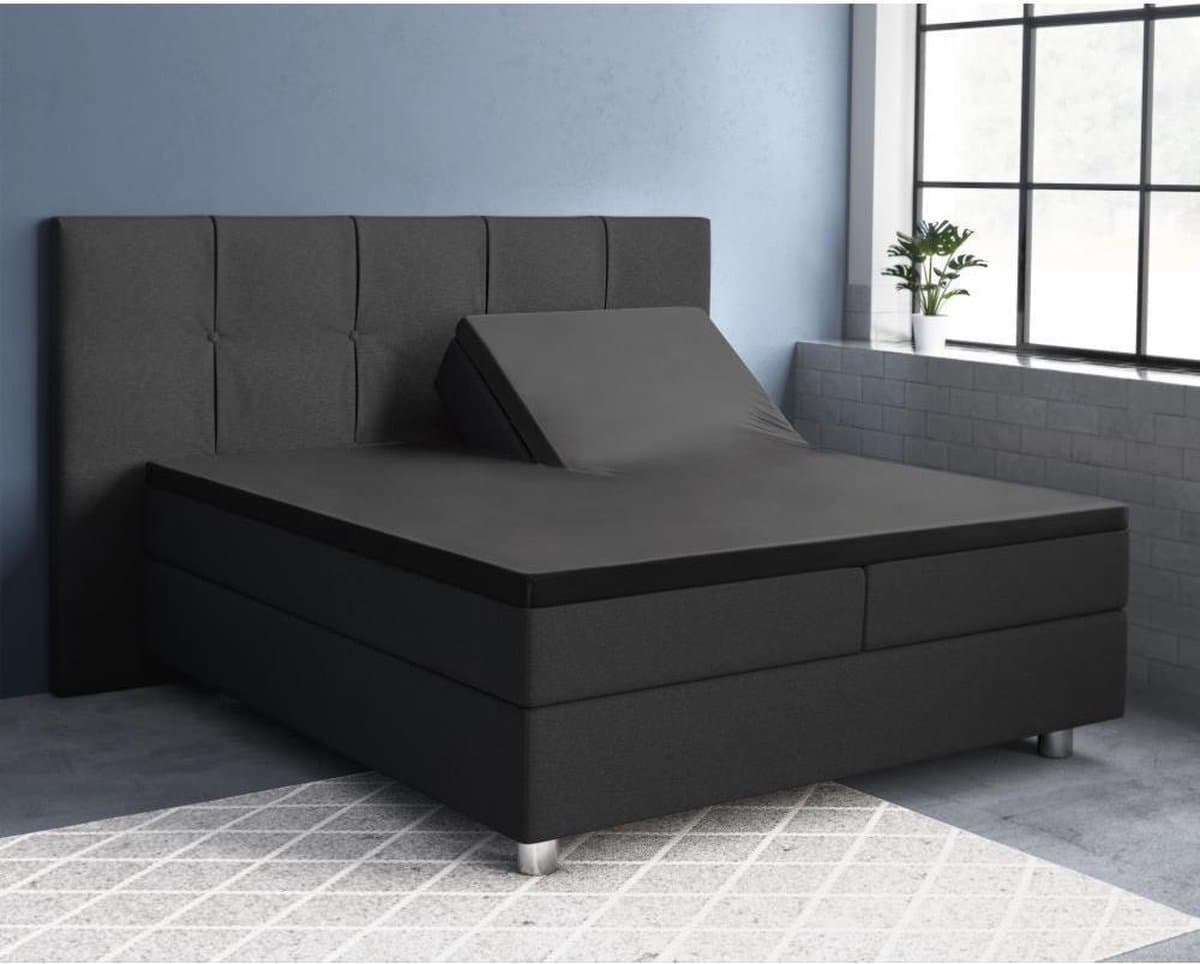 Primaviera Deluxe Splittopper hoeslaken katoen-Satijn zwart