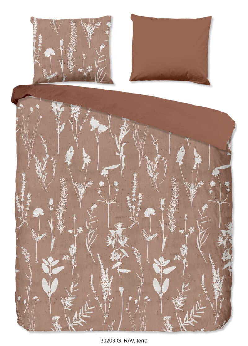 Good Morning Dekbedovertrek "bloemen" - Terra - (200x200/220 cm) - Katoen