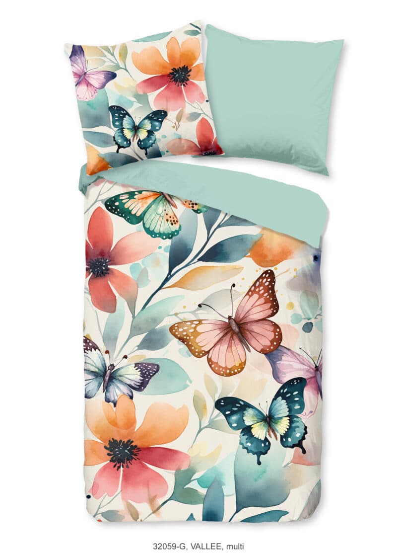 Good Morning Dekbedovertrek "bloemen en vlinders" - Multi - (200x200 cm) - Katoen