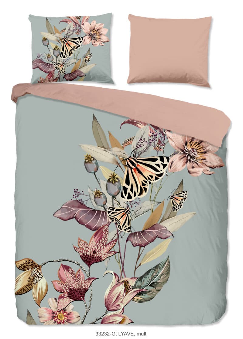 Good Morning Dekbedovertrek "bloemen en vlinders" - Multi - (200x200/220 cm) - Katoen
