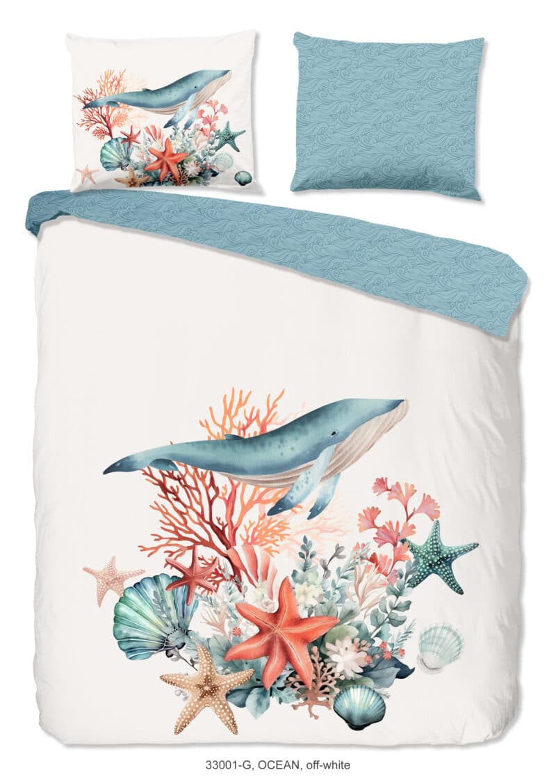 Good Morning Dekbedovertrek "maritiem/ zee thema" - Wit - (200x200/220 cm) - Katoen