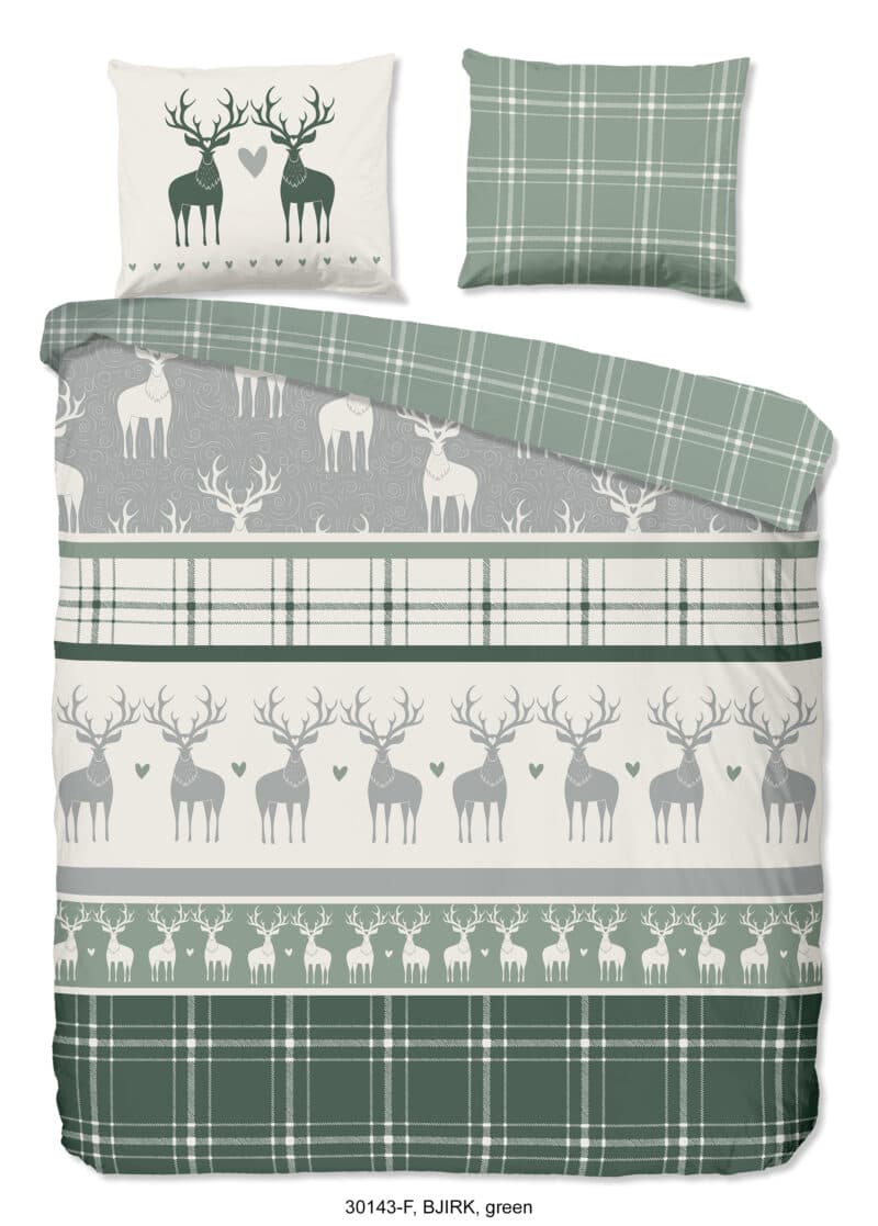 Good Morning Dekbedovertrek "rendieren" - Groen - (240x200/220 cm) - Katoen Flanel