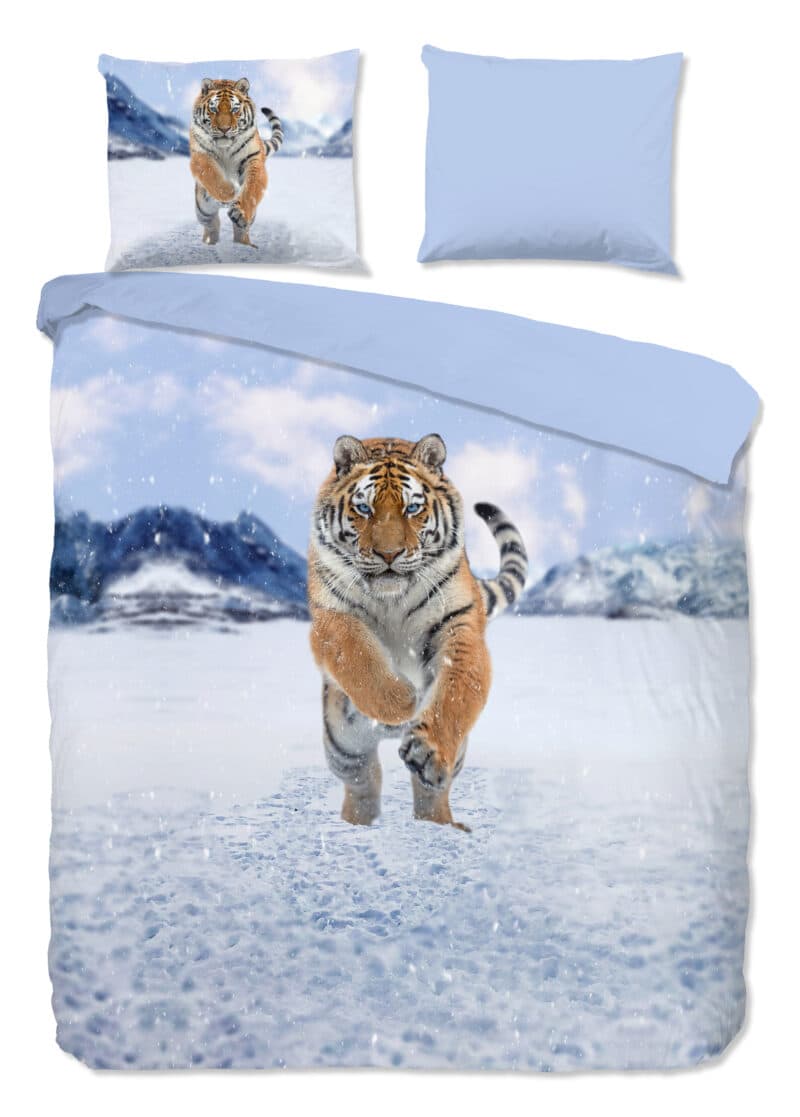 Good Morning Dekbedovertrek "tijger in de sneeuw" - Multi - (240x200/220 cm) - Katoen Flanel